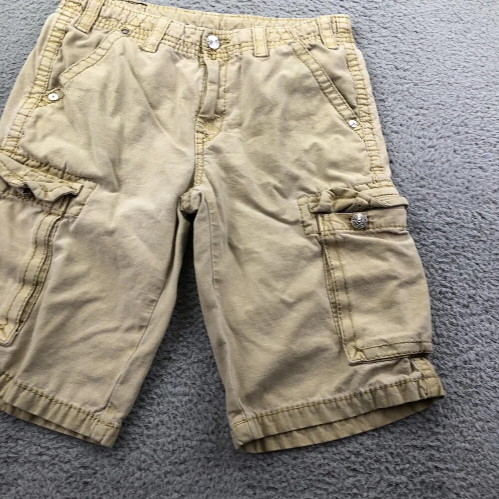 True Religion Shorts Mens 31 Beige Cargo Denim Relaxed Fit 12 Inseam Casual